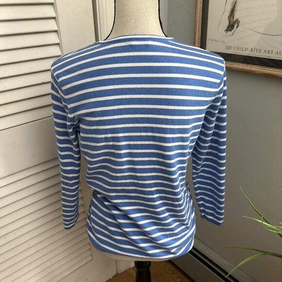 J MCLAUGHLIN Sweater Womens XS Blue White Striped Lightweight Preppy Nautical - Picture 3 of 7